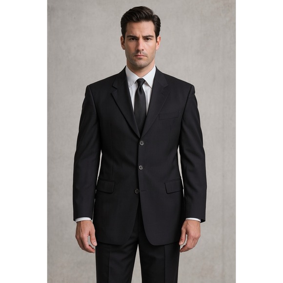 BLAZER JACKETMENS 40 Giorgio Armani Italy Wool‎ Cashmere RibbedBlack VTG